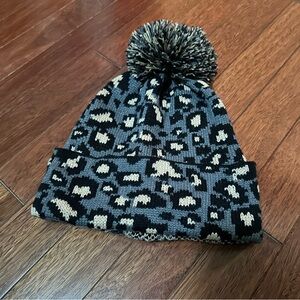 Pom Pom Beanie Leopard Print Winter Hat